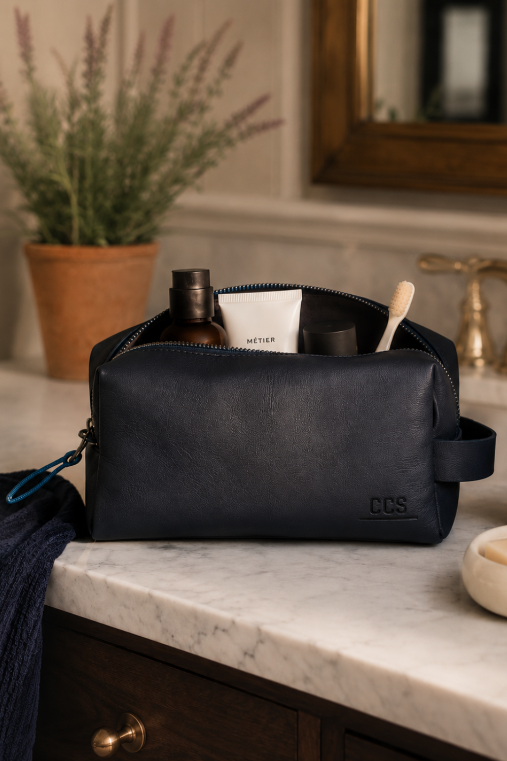 Embossed  Leather Dopp Kit